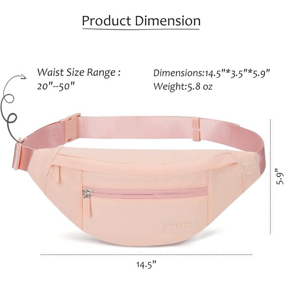 Women Men  Mono Pink Large Crossbody Fanny Pack Belt Bag Hands-Free Waist Pack - Picture 4 of 6